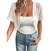 SHENHE Women's Sheer Bolero Shrug Chiffon Open Front Short Sleeve Sheer Crop Cardigan Jacket