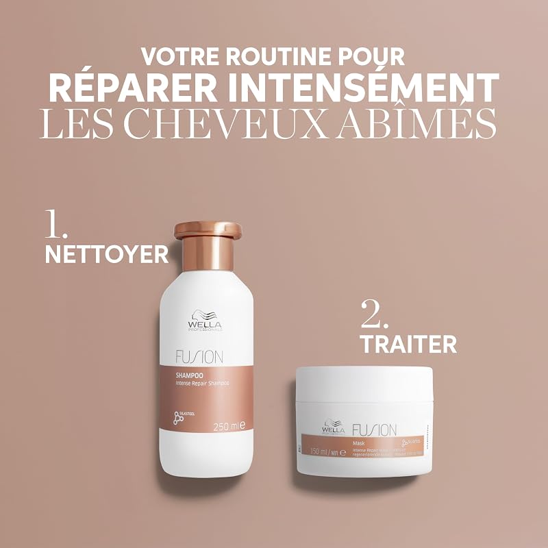 FUSION Masque Cheveux Réparation Intense - Nourrit, Démêle, Prévient la Casse & Apporte Brillance - Cheveux Secs et Abîmés 75ml