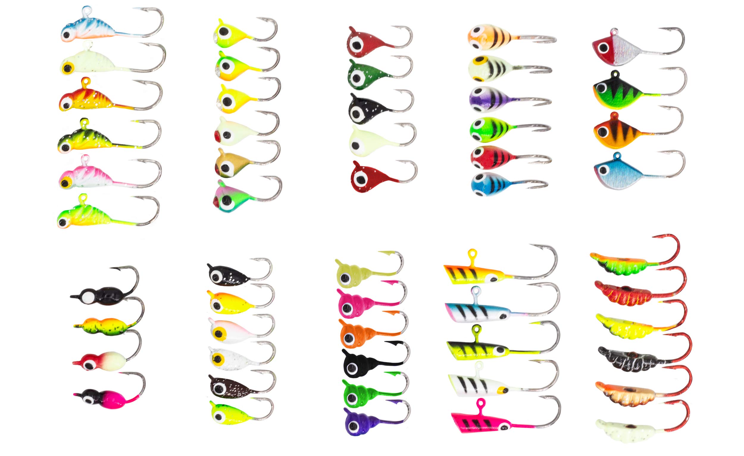 FISHN ice fishing lure set, tiny weight 1.1-2.5g, size 1.5-2.9 cm, ice fishing, bait for ice fishing, artificial bait for ice fishing for pike, perch, trout, perch, zander (54 ice baits)