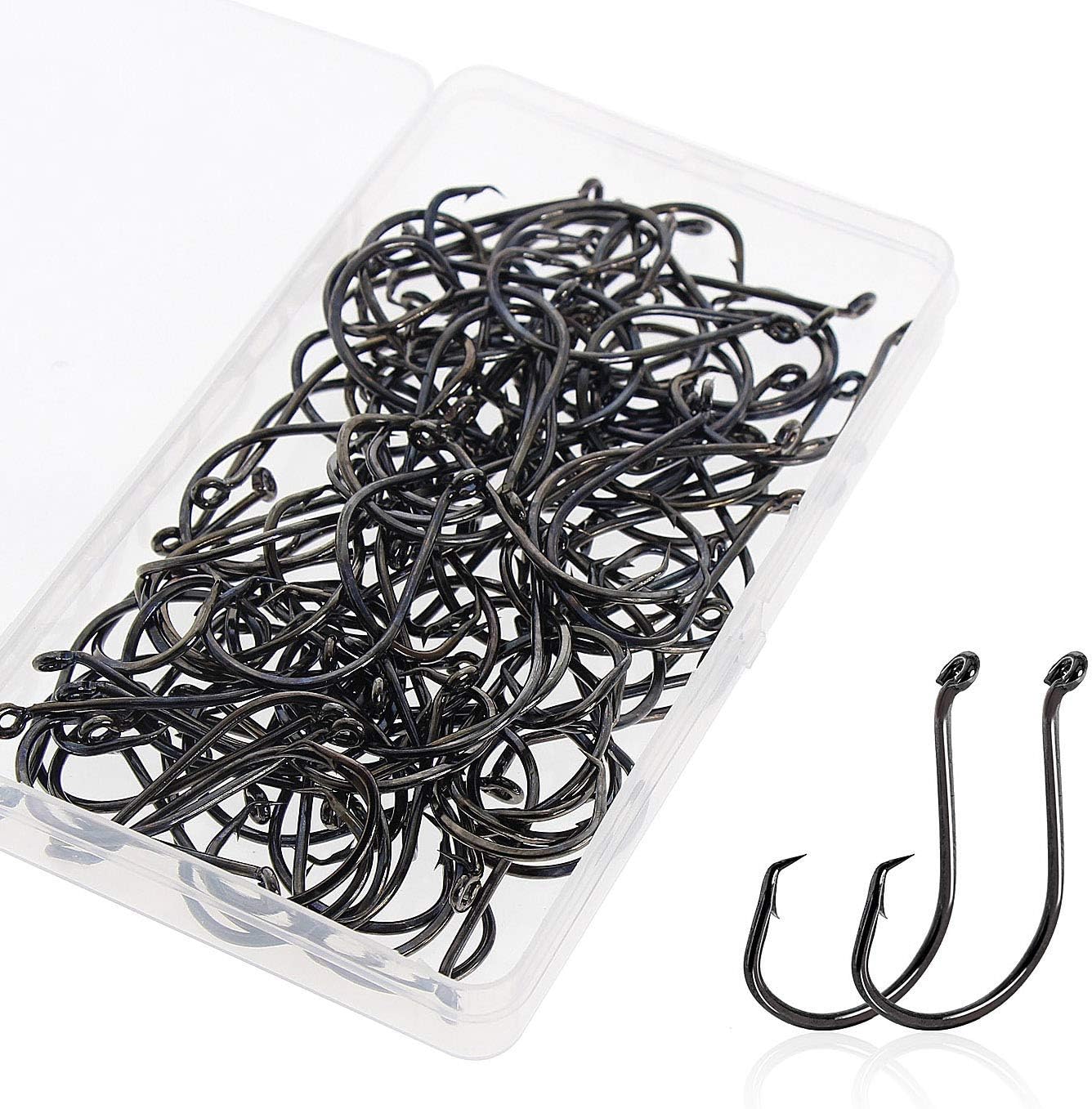 Octopus Circle Hooks Offset Point 100PCS High Carbon Steel Fishing Hooks for Walleye Catfish Bass Fishing : Sports & Outdoors