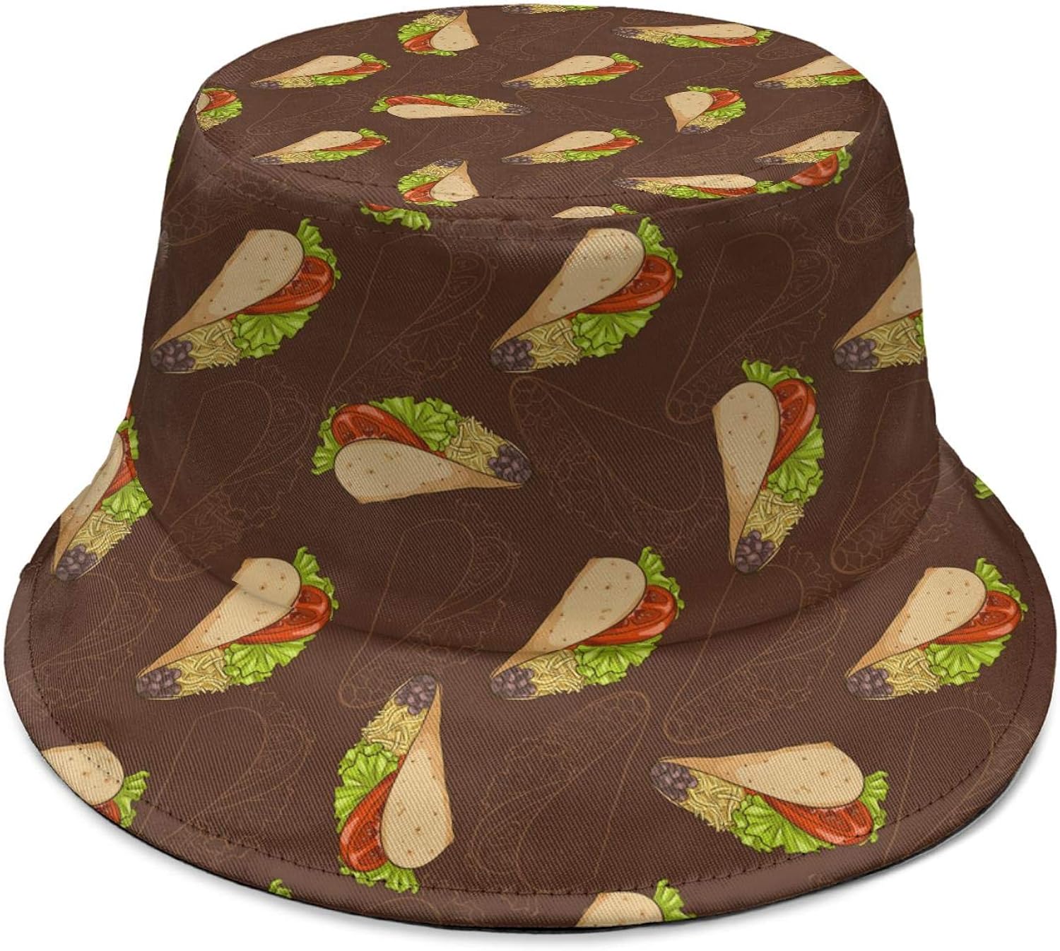 JIU21YOU Womens Men Mexican Taco Bucket Hat Casual Breathable Beach Cap Clothing