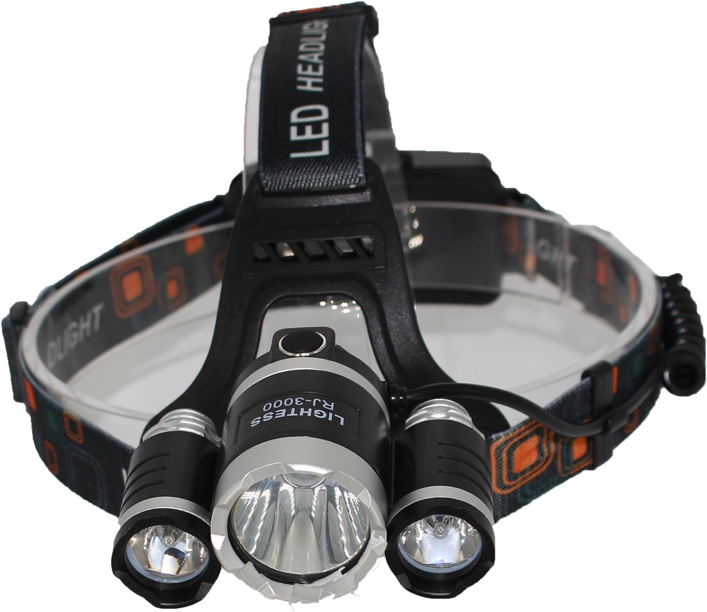 Camphelper Waterproof 6000Lm Head Torch，USB Rechargeable Helmet Light,3* XM-L T6 with 4 Moldes Adjustable Flashlight Lamp for Camping Hunting Hiking Running Walking Bicycling Outdoors Light