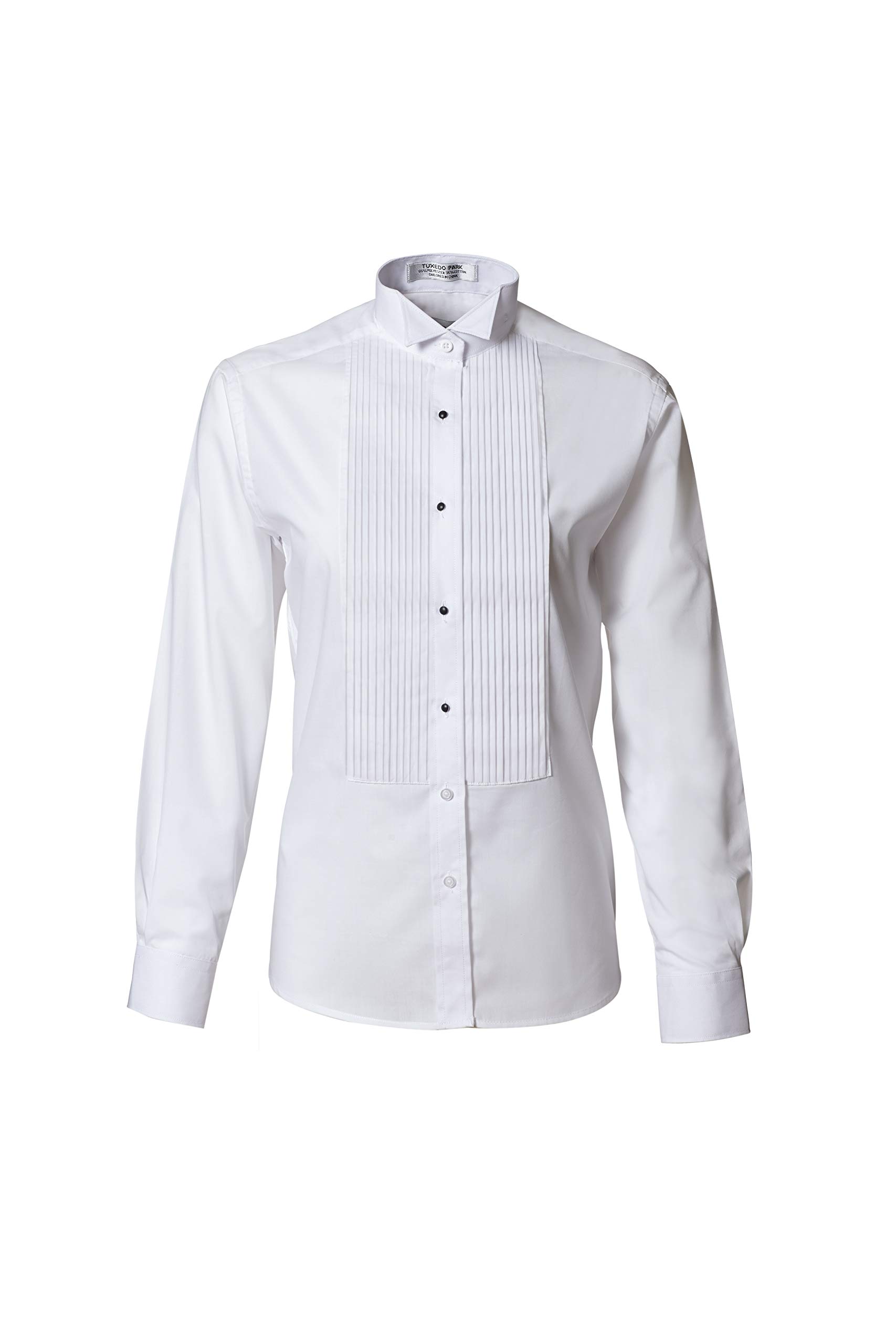 Photo 1 of Women's Pleated Wing Collar Tuxedo Shirt (14) White