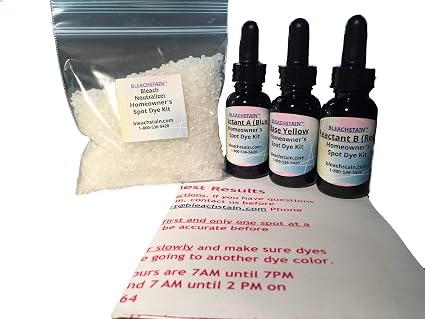 Amazon Com Basic Homeowners Spot Dye Kit Full Training In Carpet Color Restoration Repair Discoloration From Chlorine Spills Acne Medications Or Chemical Marks And Spots Health Personal Care
