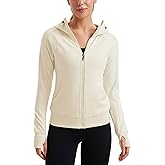 CRZ YOGA Womens Fleece Full Zip Hoodie Jackets Workout Hooded Zipper Basic Casual Sweatshirts with Thumb Holes