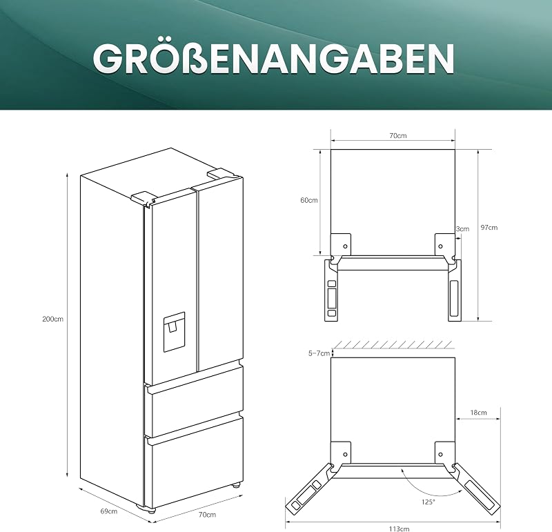 RF632N4WIE French Door Kühl-Gefrierkombination/ NoFrostPlus/ Inverter-Kompressor/ Wasserspender/ CrispZone/ 200 cm/ Kühlteil 336 l/ Gefrierteil 149 l/ 38 dB/ 295 kWh/ Jahr/ Inox-Look