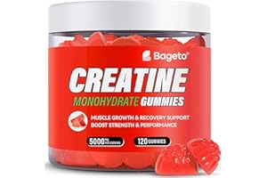 Bageto Creatine Monohydrate Gummies 5g for Men Women,Sugar Free Chewables Creatine Pre-Workout for Muscle Strength, Watermelon Flavor, 120 Count