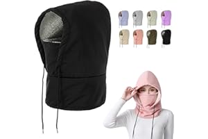 Agriculturi Waterproof Fleece-Lined Hood,Winter Windproof Full Cover Ski Masks, Drawstring Face Cover Hat Coldproof