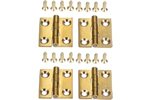 dophee 4Pcs Pure Brass Mini Hinges, Folding Butt Hinges for Drawer Cabinet Cupboard Door Jewelry Box Wooden Case Furniture, 1