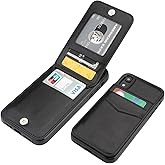 KIHUWEY Compatible with iPhone XR Case Wallet with Credit Card Holder, Premium Leather Magnetic Clasp Kickstand Heavy Duty Protective Cover for iPhone XR 6.1 Inch(Black)