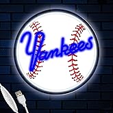 NY Baseball Neon Sign, New York Cool Light Up Dimmable NY Baseball Team Logo Hanging Led Neon Sign for Wall Decor, Bedroom, Party, Man Cave, Garage, Birthday Christmas Gift for Baseball Fans