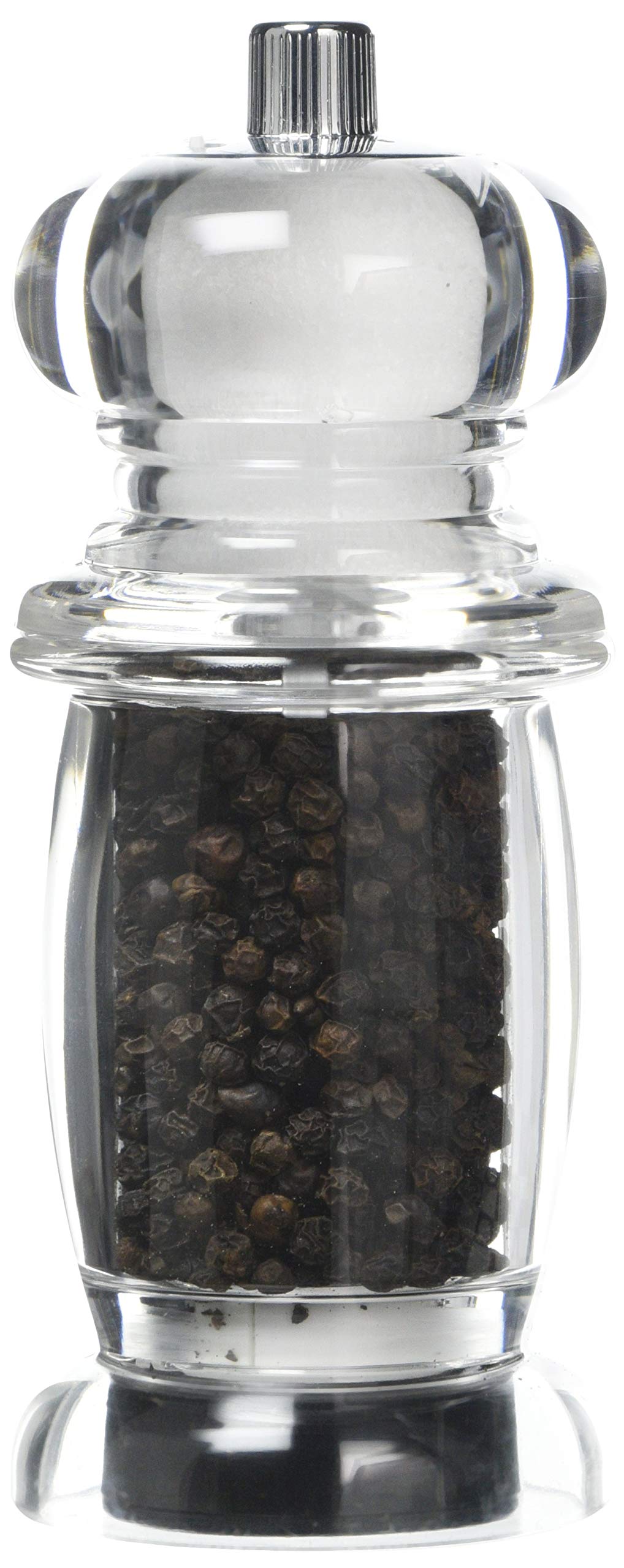 T&G Classic Bellied Clear Acrylic 2-in-1 Combi Pepper Mill and Salt Shaker, 14 cm Transparent 12648