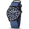 HANPOSH Mens Watches Military Army Analog Quartz Waterproof Wrist Watch for Men Date Display Nylon Tactical Field Sports Wristwatch