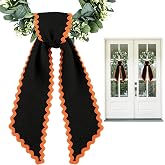 OXWIND Wreath Sash for Front Door, 2pcs Wreath Scarf Halloween Decorations | 54'' x 5'' Wreaths Sash | Rick Rack Trim | Housewarming Idea | Indoor Outdoor Front Porch Doorway Wedding Party Home Decor