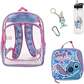 Kids Disney's Stitch 5-Piece Clear Backpack &amp; Lunchbox Set With Water Bottle
