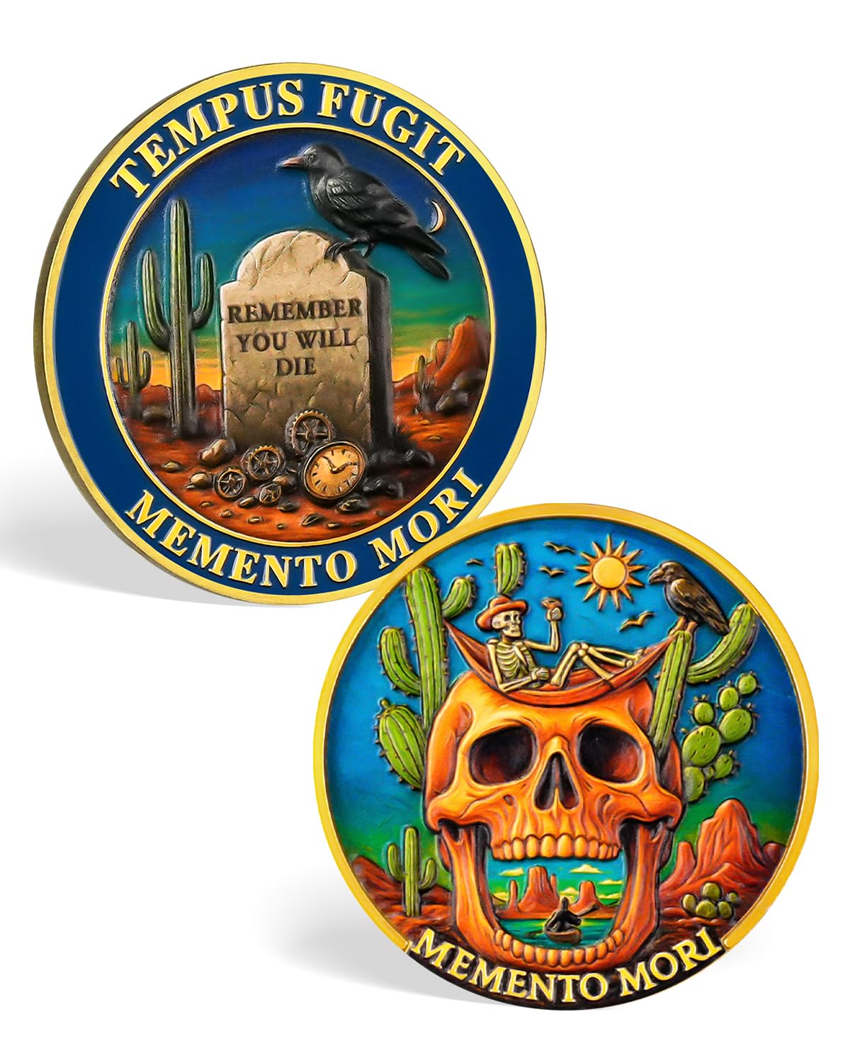 ACGZQY Memento Mori Coin –Desert Skull Memento Vivere Coin - Carpe Diem Stoic EDC Challenge Coin - Inspirational Motivational Reminder Token Stoicism Gifts