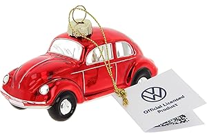 Brisa VW Collection - Volkswagen Beetle Glass Christmas Decoration & Decoration in Gift Box (1:40 Scale) (Red)