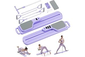 X-MANGO Pilates Equipment, Pilates Board - Multifunctional Pilates Reformer, Reformer Pilates Machine with Reps,Kcal & Timer Display, Home Pilates Kit with Resistance Bands - Workout Sets for Women