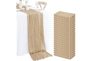 LUMAYCENS 20 Pack 10Ft Beige Cheesecloth Table Runner Boho Romantic Gauze Table Runner Cheese Cloth Long Table Runner for Wedding Party Bridal Shower Thanksgiving Christmas Decoration