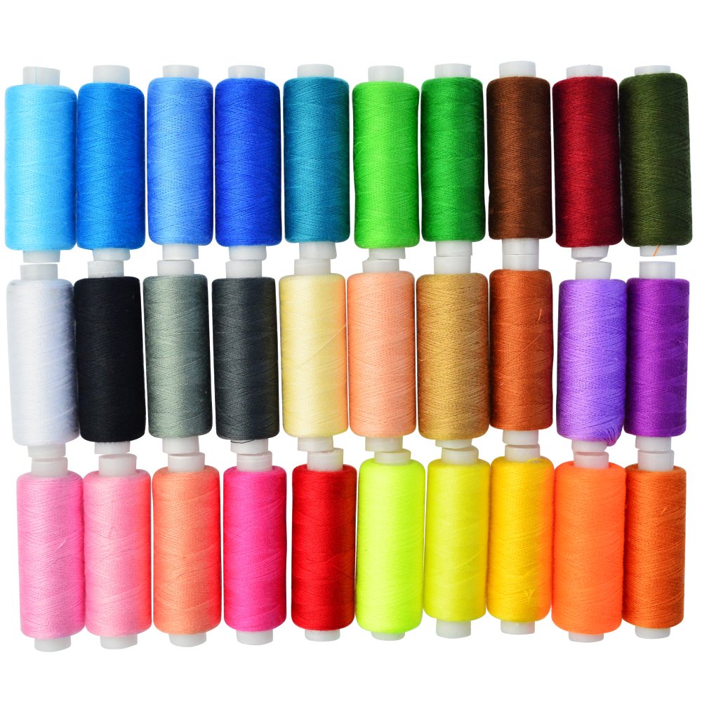 30 Assorted Color Polyester Sewing Thread Spools 250 Yards