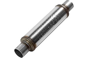 Flowmaster Flow FX Chambered Muffler – 2.50” Center In / 2.50” Center Out – Round Body – Moderate Sound – Stainless Steel –Affordable Performance for Modern Trucks, Muscle Cars & Daily Drivers - 71416