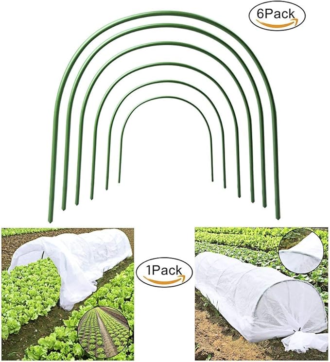 Firlar Greenhouse Support Hoops with Protective Row Cover, 6Pack