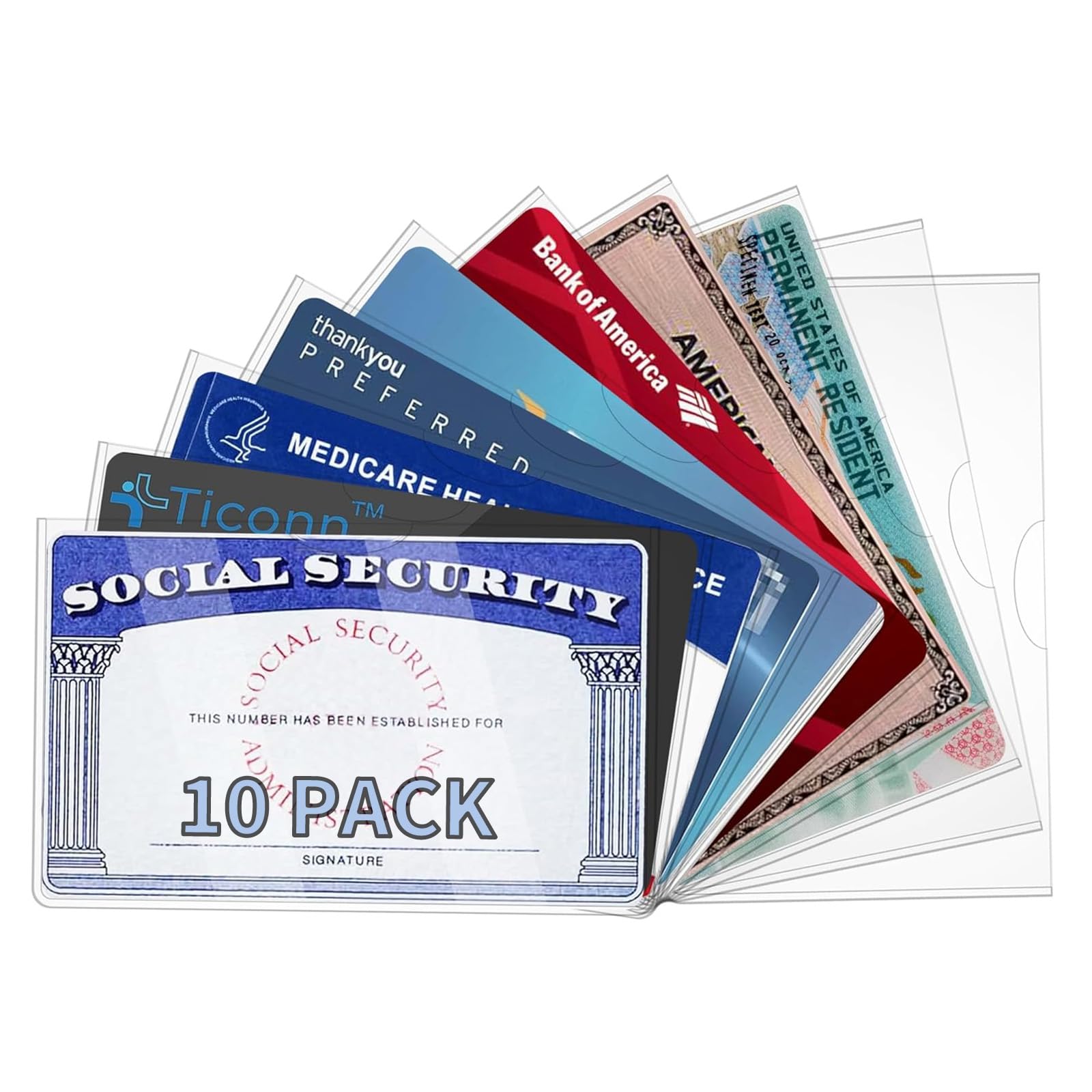 Photo 1 of 10 Pack Social Security Card Protector Medicare New Credit Card Holder,24 Mil Soft Clear Card for Waterproof SSN Card Protector?ID/Debit/Credit Card Covers Sleeve(10)
