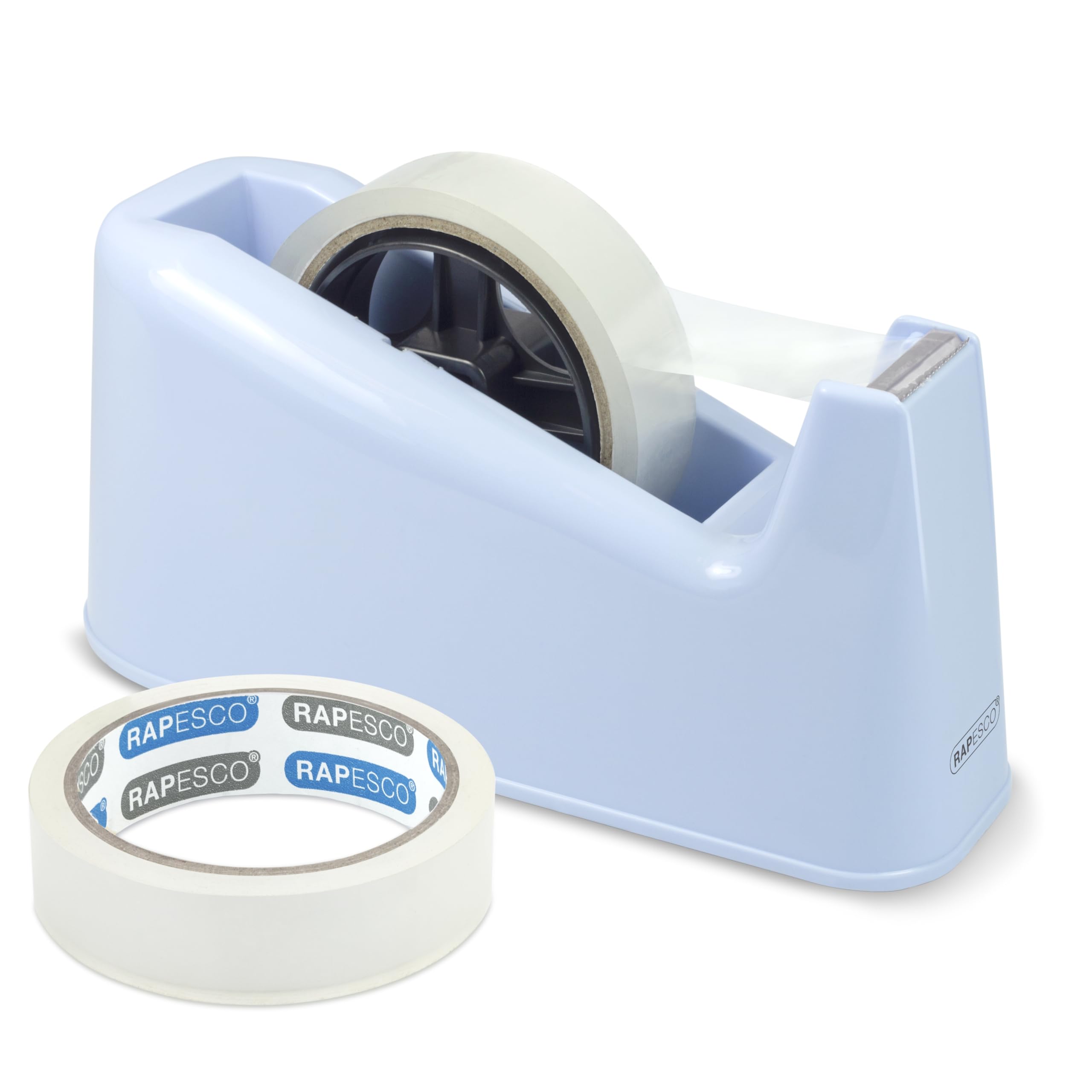 Rapesco 1488 500 Heavy Duty Tape Dispenser with 2 Tape Rolls, Powder Blue