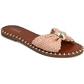 MIA Women's Vanida Raffia Knot Flat Slide Sandals