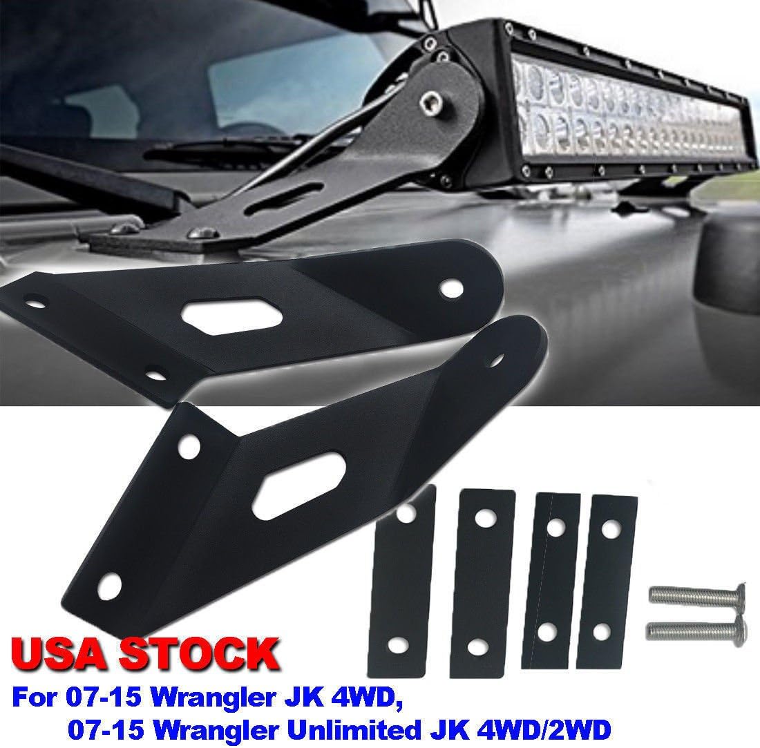 TJMOTO 20" LED Light bar Hood Mount Bracket For 0715 Jeep