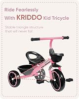 KRIDDO Pink Kids Tricycle 18-36 Months to 5 Years Triangular Design view 6