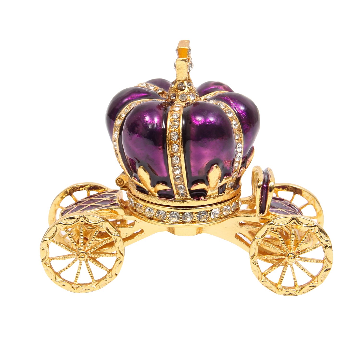 QIFU Hand Painted Enameled Purple Pumpkin Carriage Hinged Jewelry Trinket Box Unique Gift for Fammily — image 1