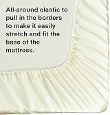 NTBAY 500 Thread Count Egyptian Cotton Fitted Sheet Deep Pocket Ivory view 3