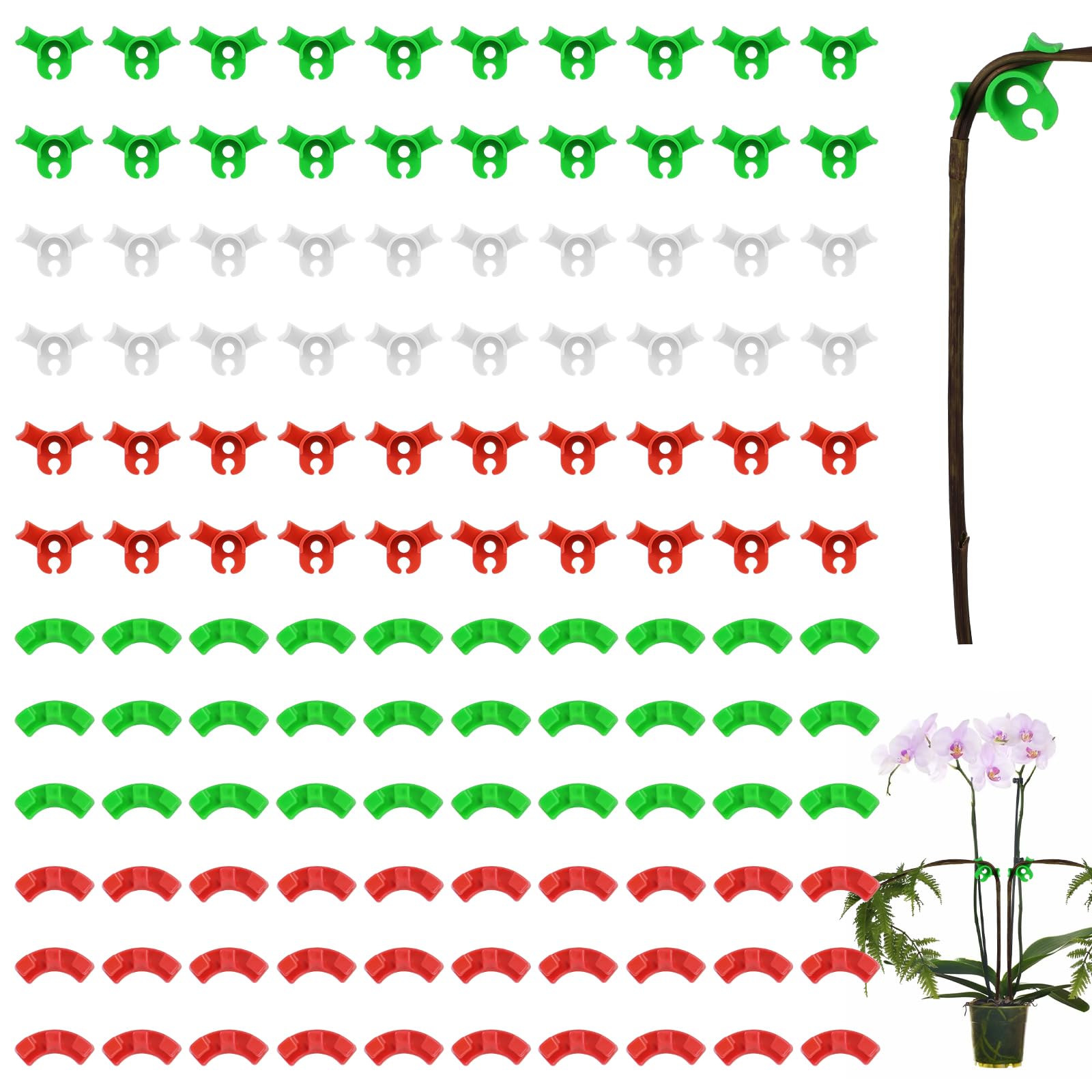 Adiwo 120 Pcs Plant Clamp Bender Plant Clips, 90 Degree Plant Stem Trainer, Plant Clip Bender, Plant Training Bending Clips, Low Pressure Training Clip for Gardening Flower Vine Branches Red Green