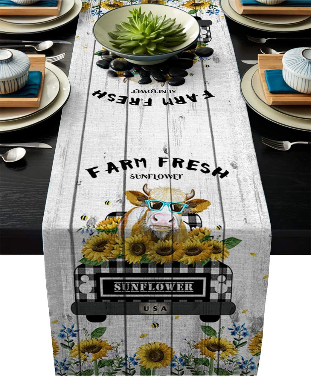 Cotton Linen Table Runner, Kitchen Table Runners for Family
