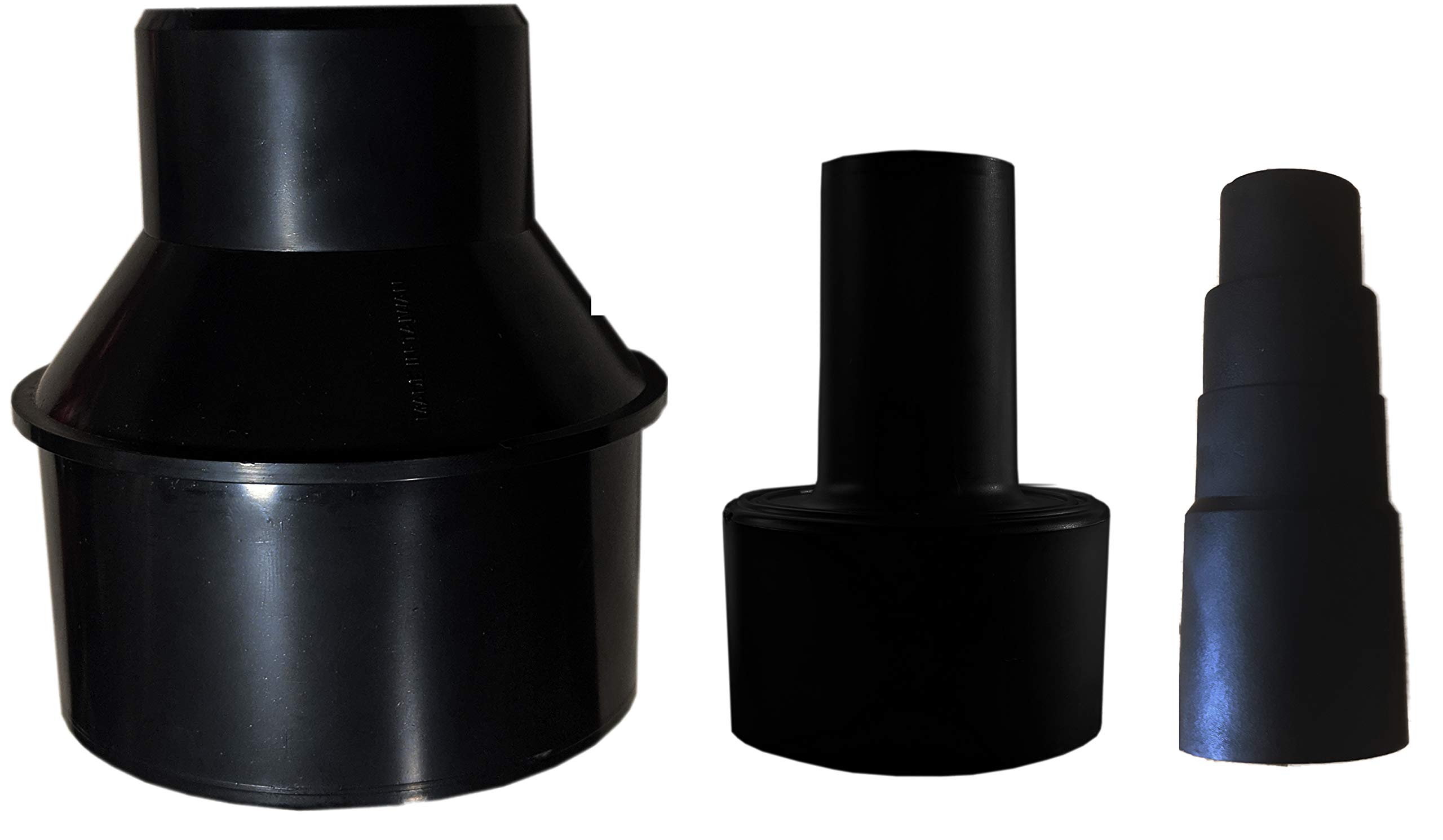 Dust Collection Cone Reducer 4-Inch to 2 1/2-Inch plus Shop Vac Adapter and Versatile Rubber Adapter