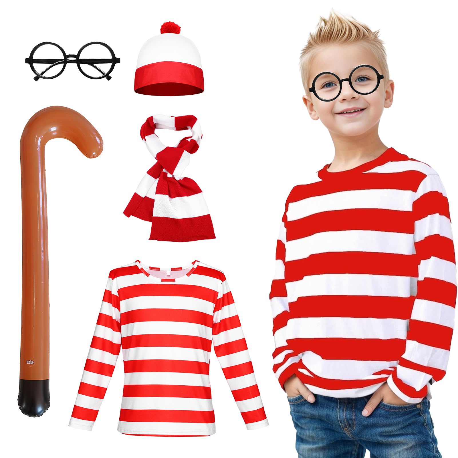 Alaiyaky Red and White Striped Character Costume (Style A, 110) — image 1