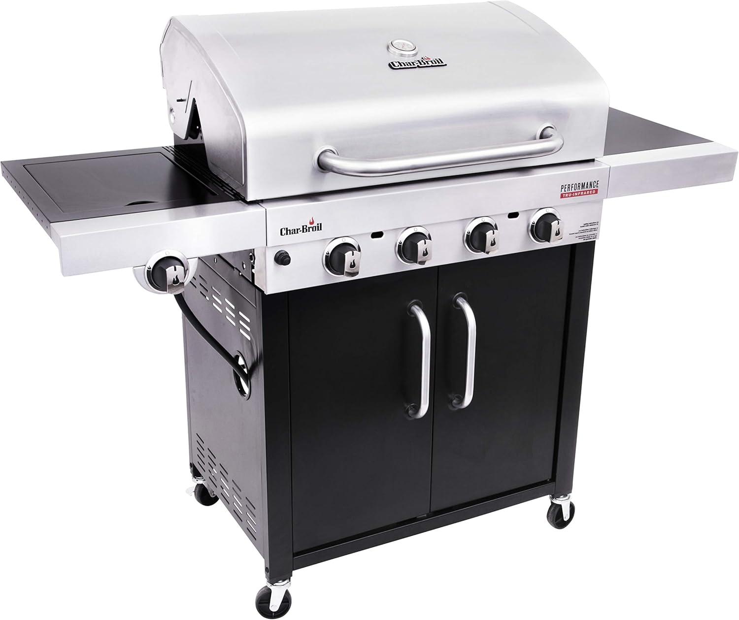review Char-Broil 463280419 Performance TRU-Infrared 4-Burner Cabinet Style Gas Grill, Stainless/Black