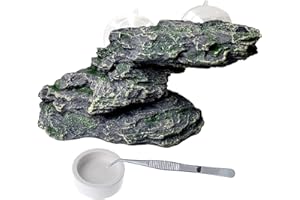 PINVNBY Basking Platform for Turtles Tortoise Dock Resin Resting Rock Reptile Habitat Climbing Ornament Floating Ledge Aquarium Decoration with 2 Pcs Suction Cups for Frogs, Newts,Lizard(3 Pcs)