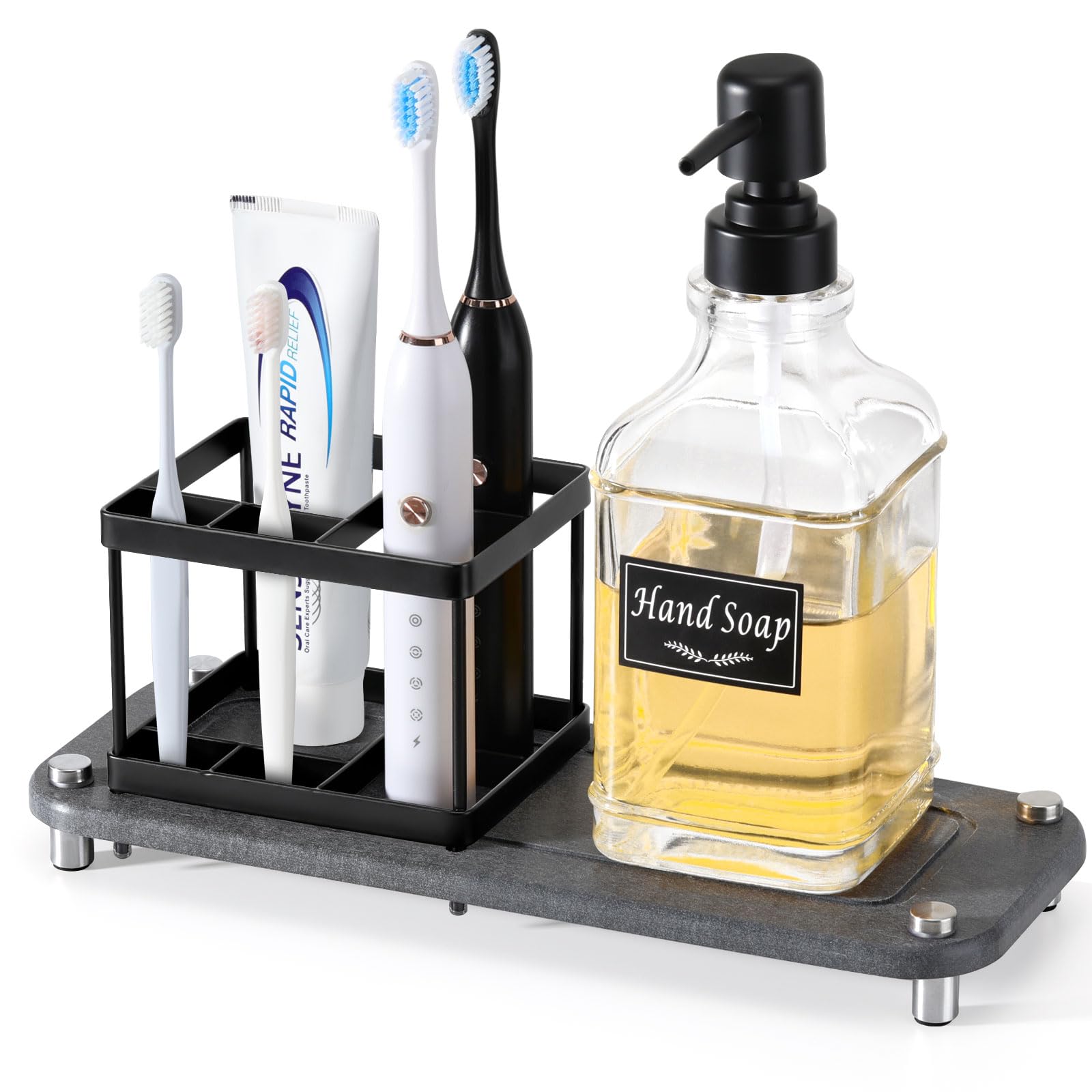 Photo 1 of ***READ NOTES***(MISSING PCS)
Shinowa Toothbrush Holders with Soap Dispenser and Water Absorbing Diatomite for Bathroom, Stainless Steel Tooth Brush Toothpaste Holder for Kitchen Countertop Sink, Bathroom Organizers and Storage