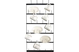 Metal Coffee Mug Rack - Large 6 Row Wall Mounted Storage Display Organizer Rack For Coffee Mugs, Tea Cups, Mason Jars, and Mo
