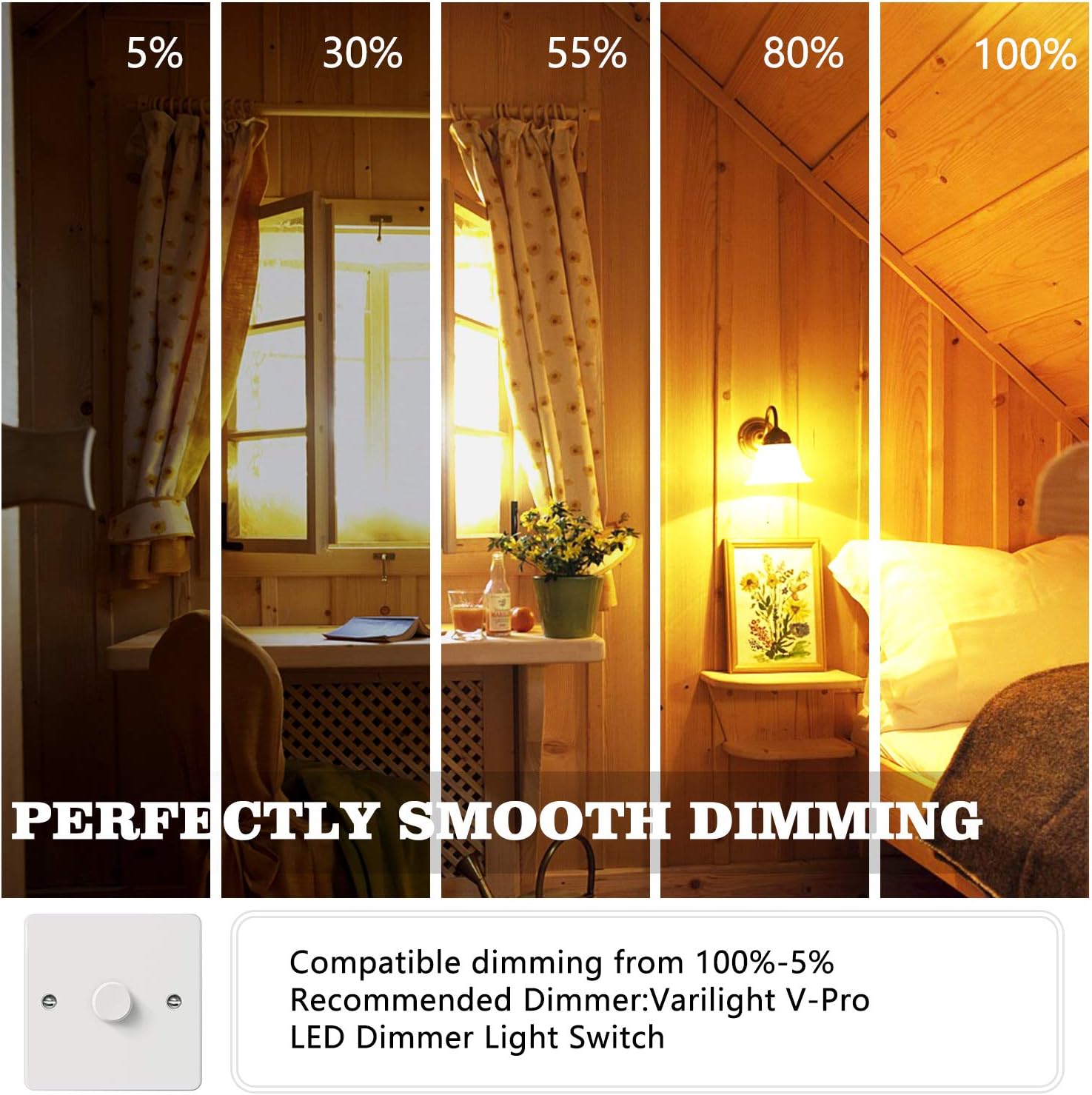 LangPlus+ E14 LED Vintage Golf Ball SES Filament Bulb, Non-Flicker & No Buzzling Dimmable G45 Glass Globe Bulb 4W - Image 3