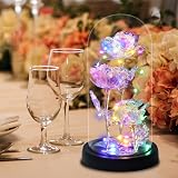Touloube Light Up Galaxy Rose Gift for Women, Glass Dome, Romantic Decor view 3