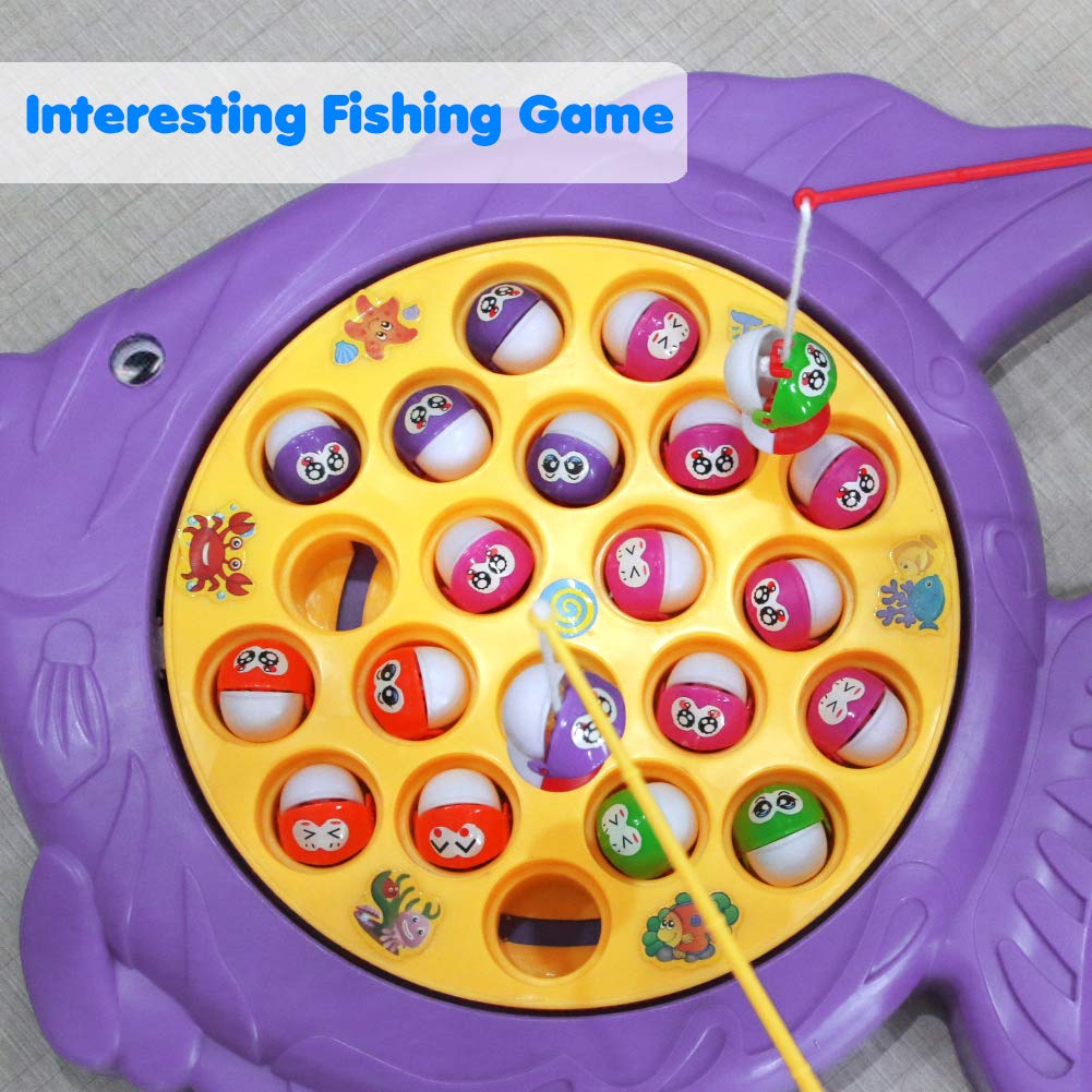 Fishing Game Toy, Electronic Rotating Music Colorful Fish Board Game Play Set Educational Training Great Party Favors for Children Kids Toddles Boys Girls