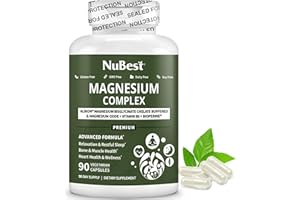 NUBEST Magnesium Glycinate Chelate Complex with Albion Magnesium Bisglycinate Chelate, Vitamin B6 & BioPerine for Bone, Muscle, Natural Sleep, Nerve Function, Brain Booster | 3 Months Supply