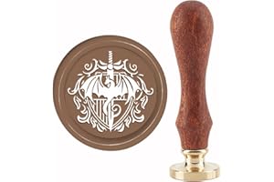 CRASPIRE Dragon Wax Seal Stamp Sword Vintage Sealing Wax Stamps Baroque Shield 30mm Retro Removable Brass Head with Wood Handle for Wedding Invitations Envelope Halloween Christmas Thanksgiving