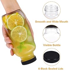 Moretoes 16oz Glass Bottles with Lids, Reusable