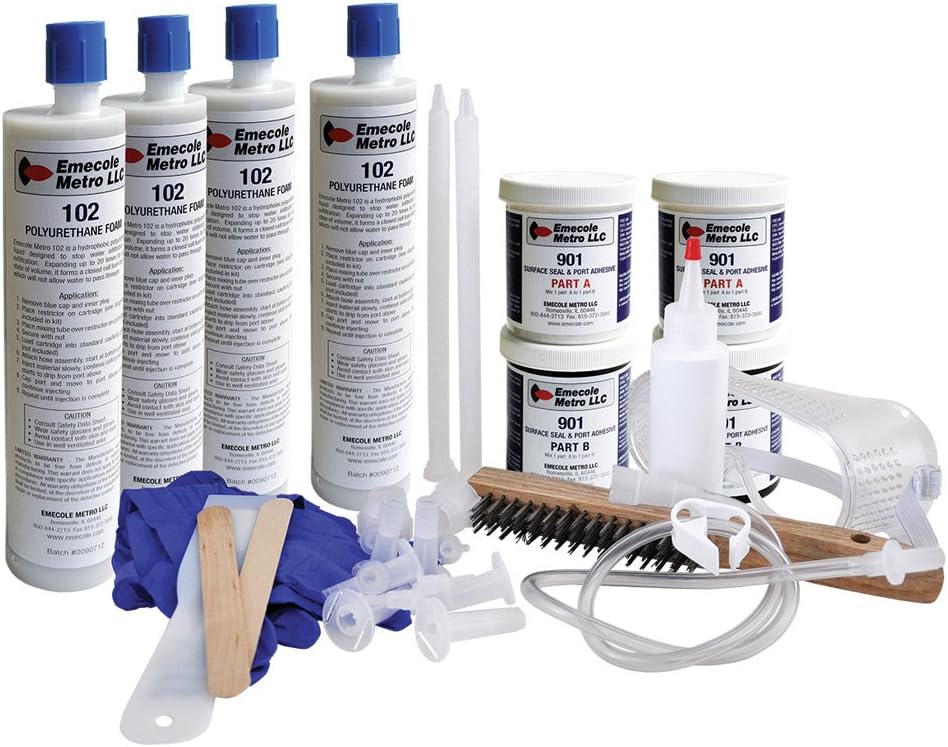 DIY Leaky Basement Wall Crack Repair Kit (20 ft.) for Homeowners - Repair Poured Concrete Foundation Wall Cracks, the Waterproofing Contractor’s Preferred Solution