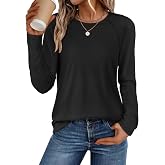 ATHMILE Long Sleeve Shirts for Women Fall Outfit 2026 Fashion Casual T Shirt Round Neck Basic Loose Tunic Tops