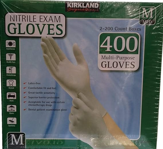 Amazon Com Kirkland Signature Nitrile Exam Gloves Size Med 200 Count 2 Pack By Kirkland Signature Health Personal Care